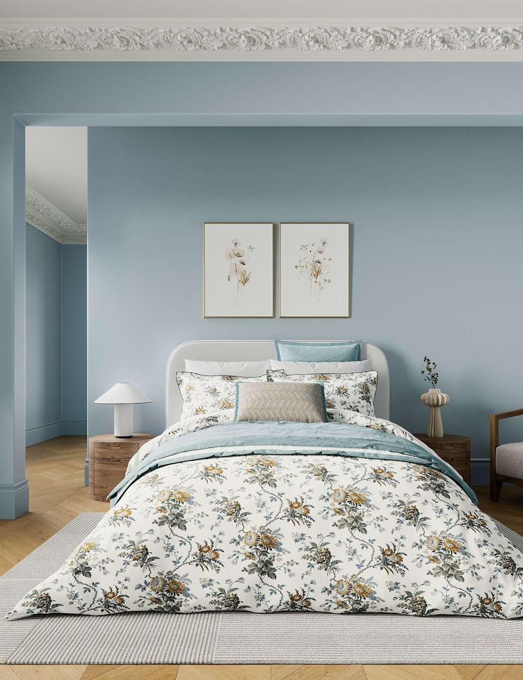 Bedeck Of Belfast Pure Cotton Sybil Bedding Set - Double (4 ft 6) - Grey Mix - Available at M&S