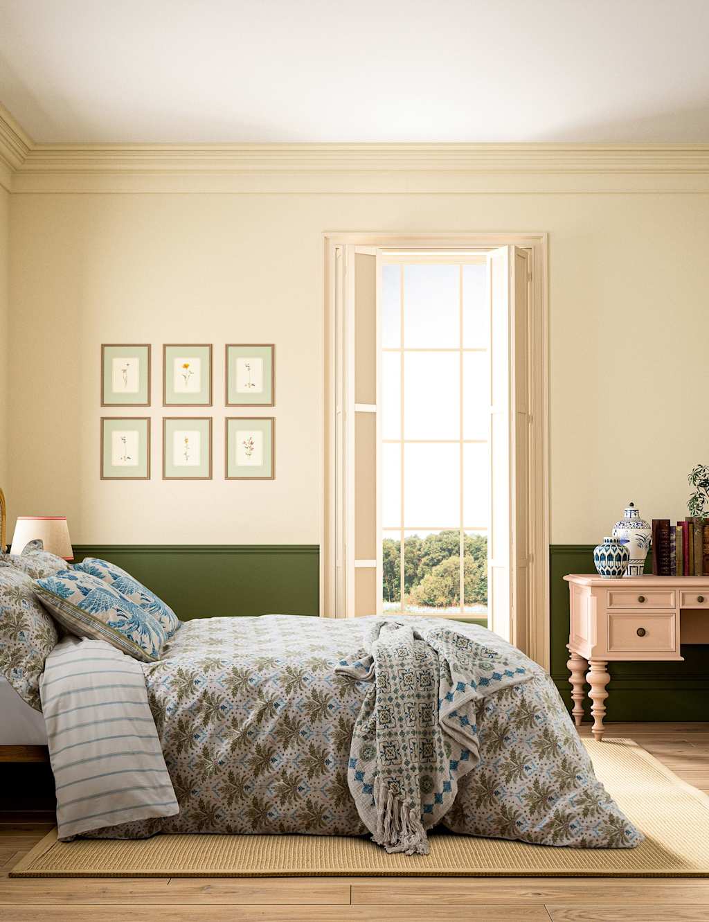 Joules Geometric Palm Print Bedding Set Beige Mix