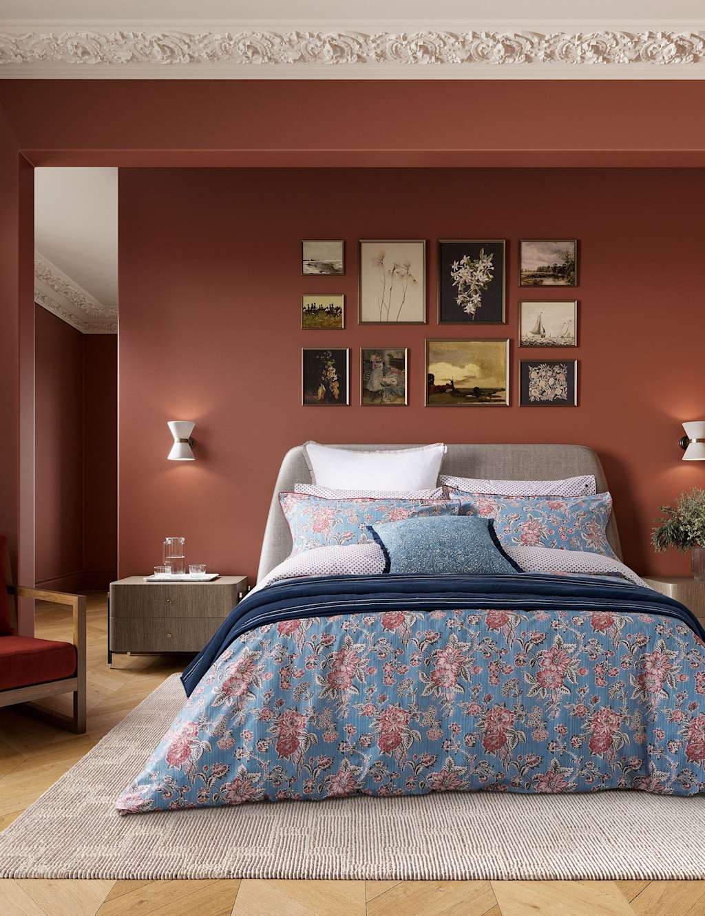 Bedeck of Belfast Pure Cotton Emmeline Bedding Set Blue Mix