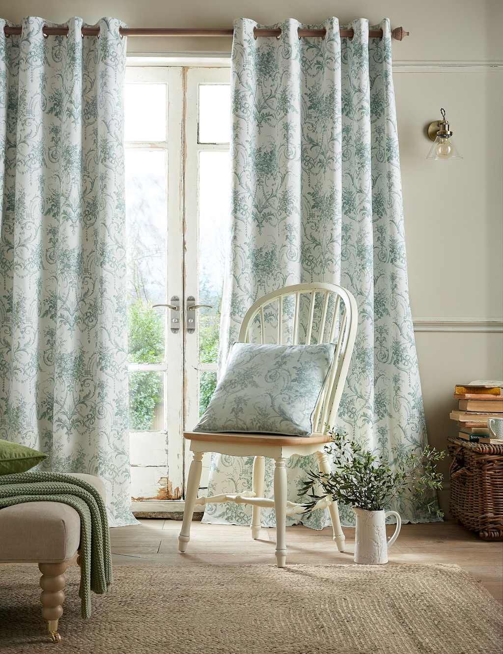Laura Ashley Tuileries Blackout Eyelet Curtains - W168cm, Drop 183cm - White Mix - Available at M&S