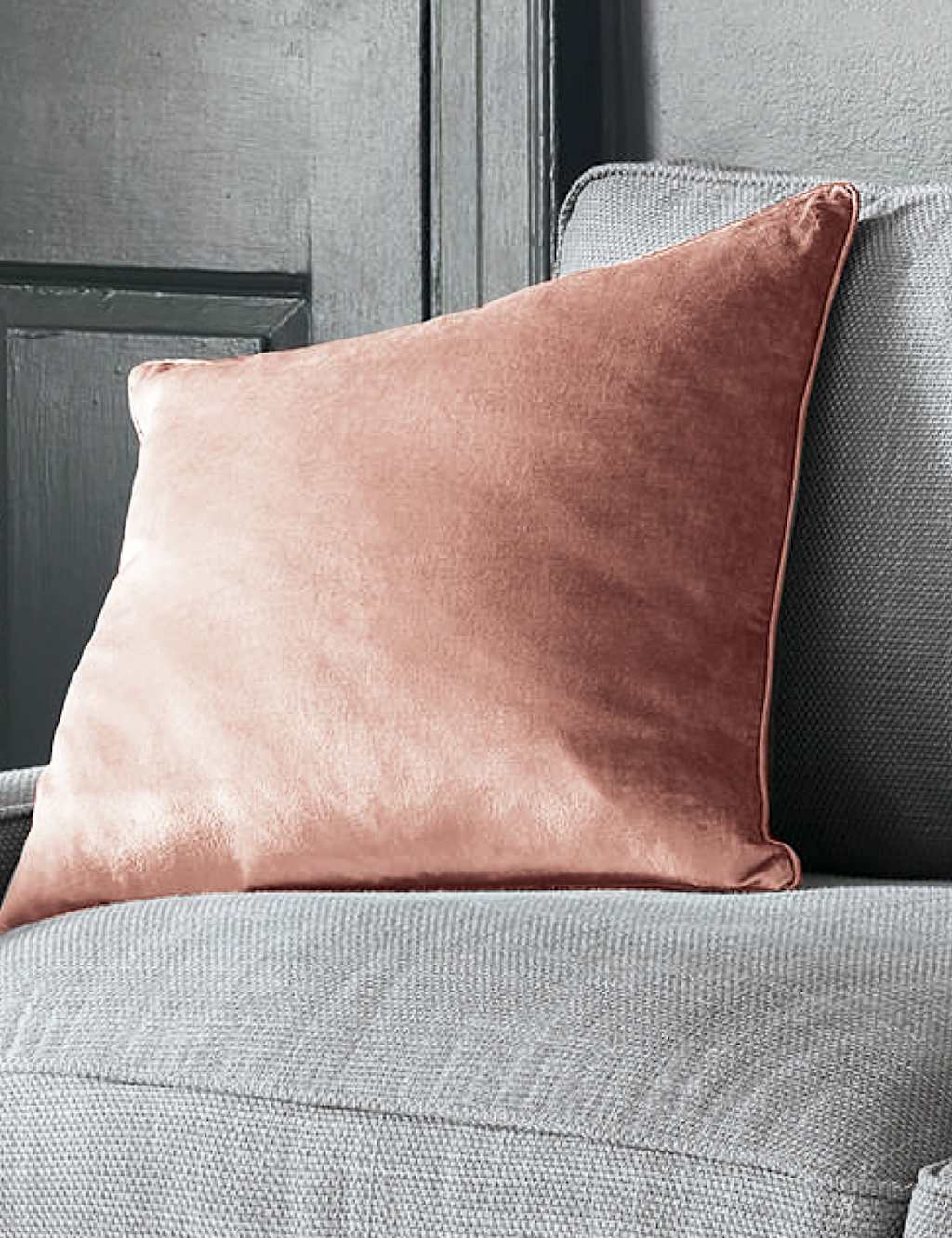 Laura Ashley Velvet Nigella Cushion - Pink - Available at M&S