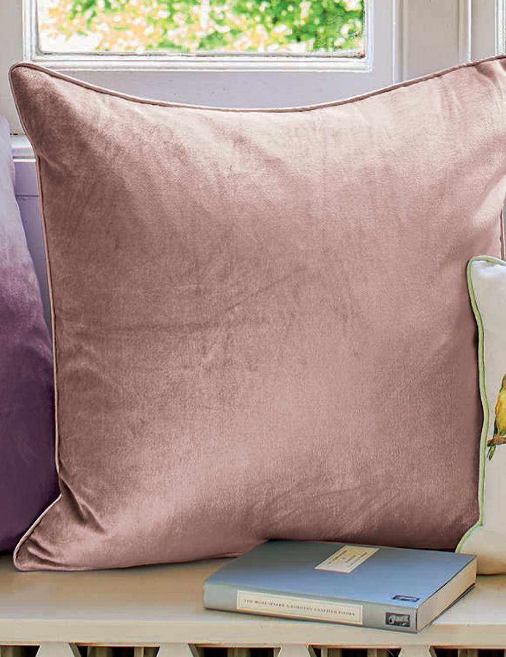 Laura Ashley Velvet Nigella Cushion - Light Pink - Available at M&S