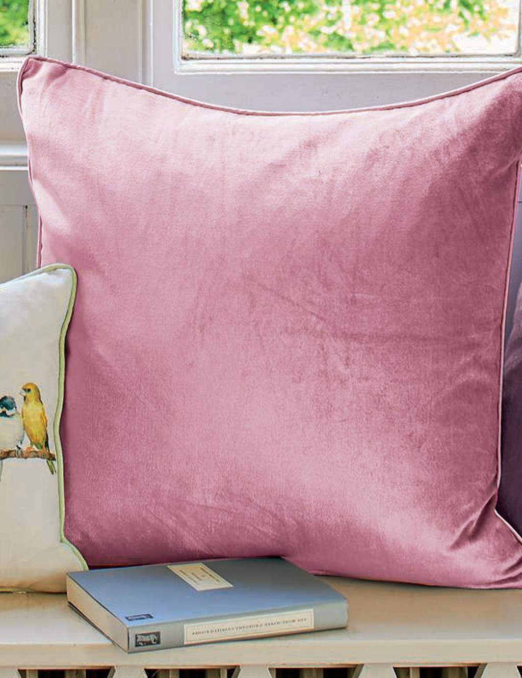 Laura Ashley Velvet Nigella Cushion - Bright Pink - Available at M&S