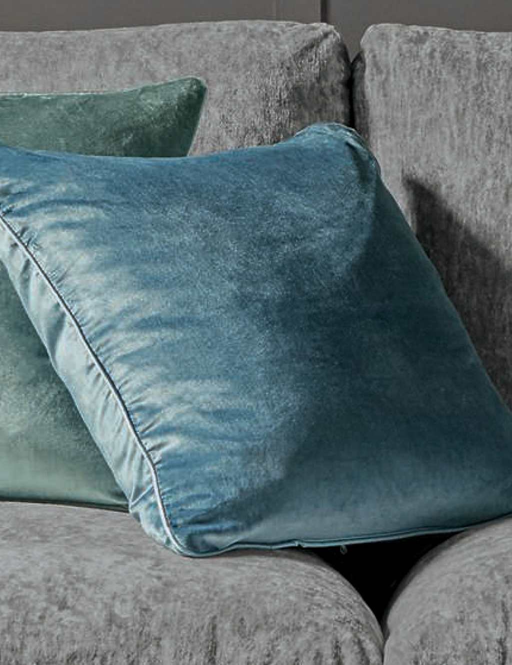 Laura Ashley Velvet Nigella Cushion - Blue - Available at M&S