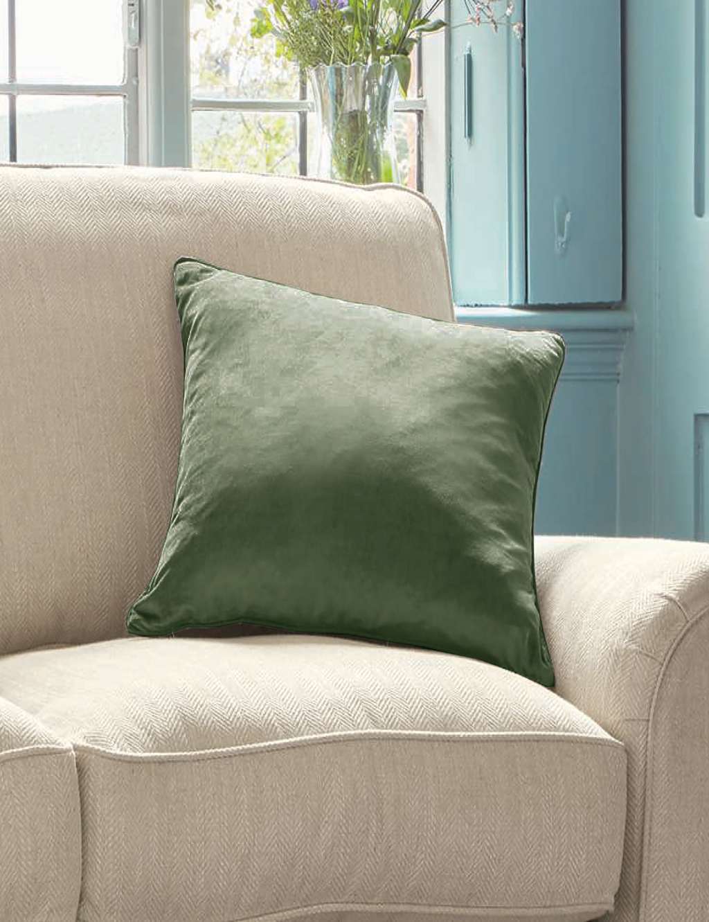Laura Ashley Velvet Nigella Cushion Green