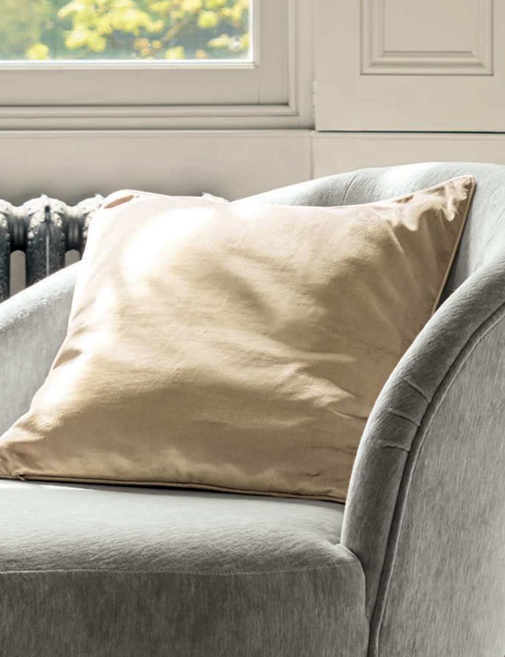 Laura Ashley Velvet Nigella Cushion - Gold - Available at M&S