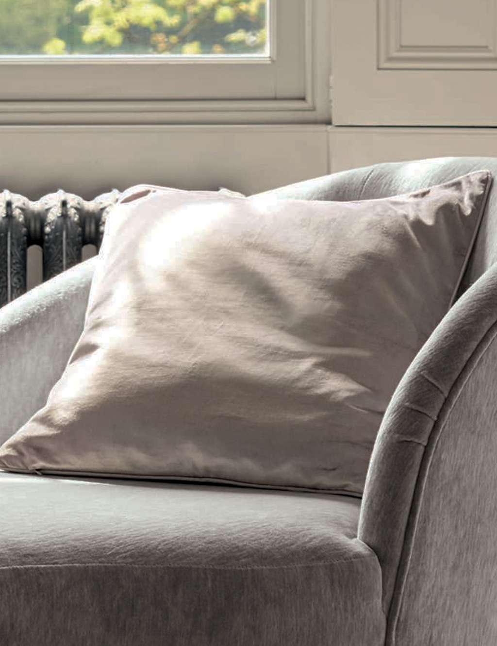 Laura Ashley Velvet Nigella Cushion - Grey - Available at M&S