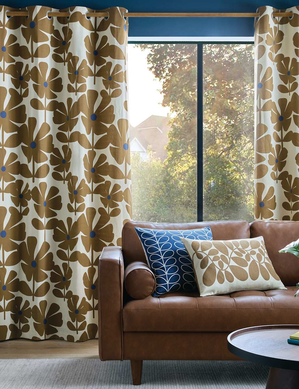 Orla Kiely Wildflower Eyelet Curtains - W117cm, Drop 183cm - Brown Mix - Available at M&S