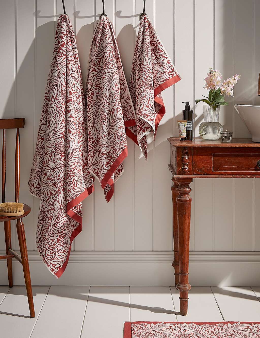William Morris At Home Pure Cotton Larkspur Bath Mat - Bath Towel - Pink Mix - Available at M&S