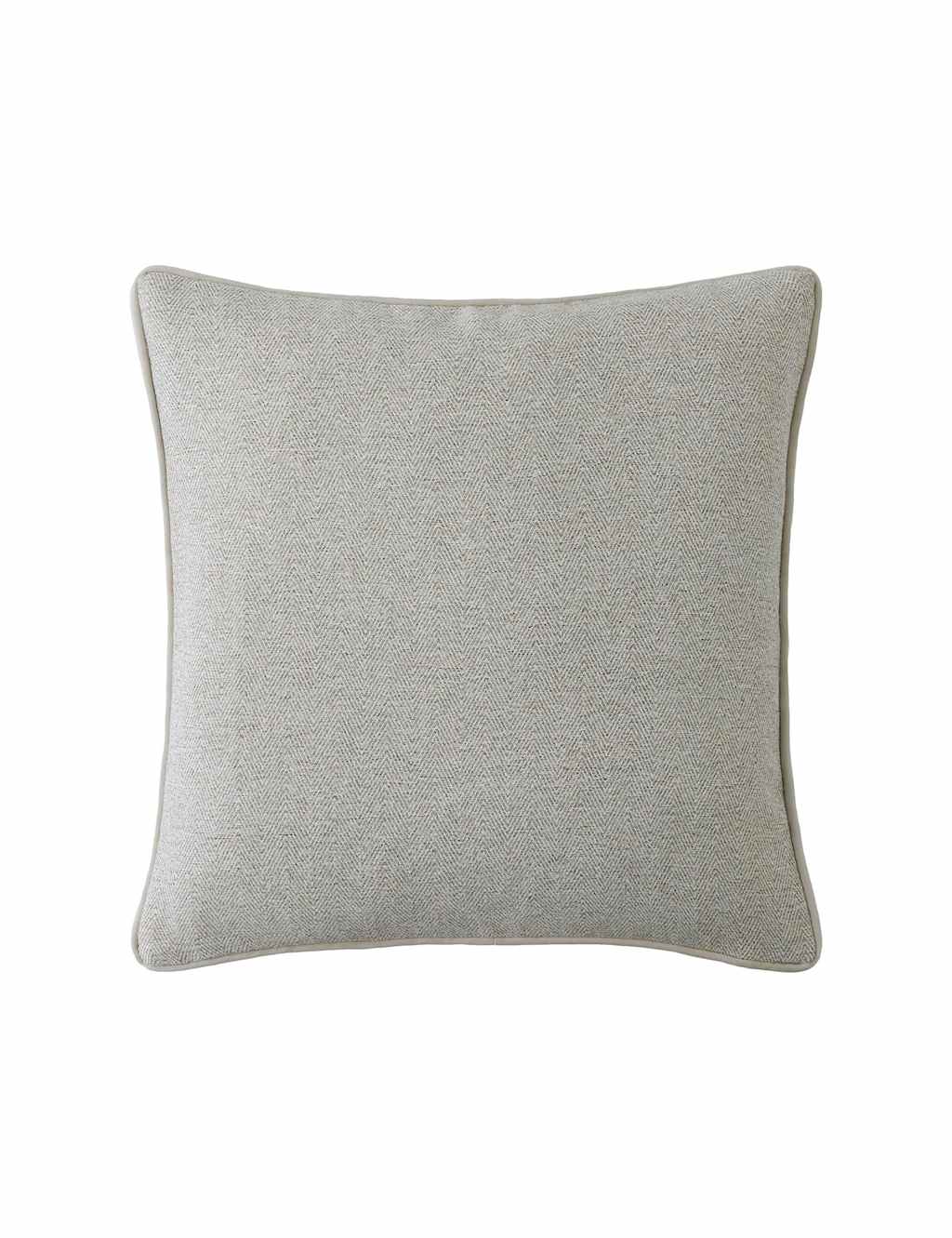 Laura Ashley Milbourne Herringbone Piped Cushion - Natural - Available at M&S