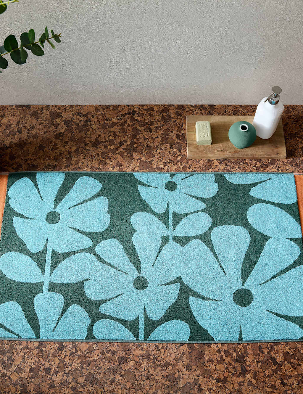 Orla Kiely Pure Cotton Wildflower Bath Mat - Bath Towel - Blue Mix - Available at M&S