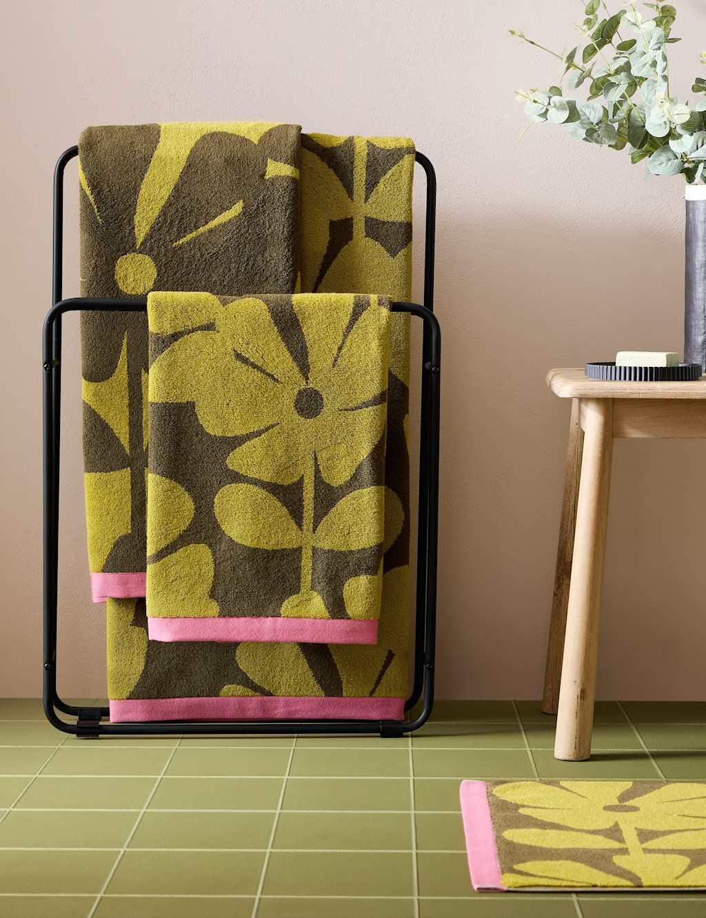Orla Kiely Pure Cotton Wildflower Towel - Bath Towel - Yellow Mix - Available at M&S