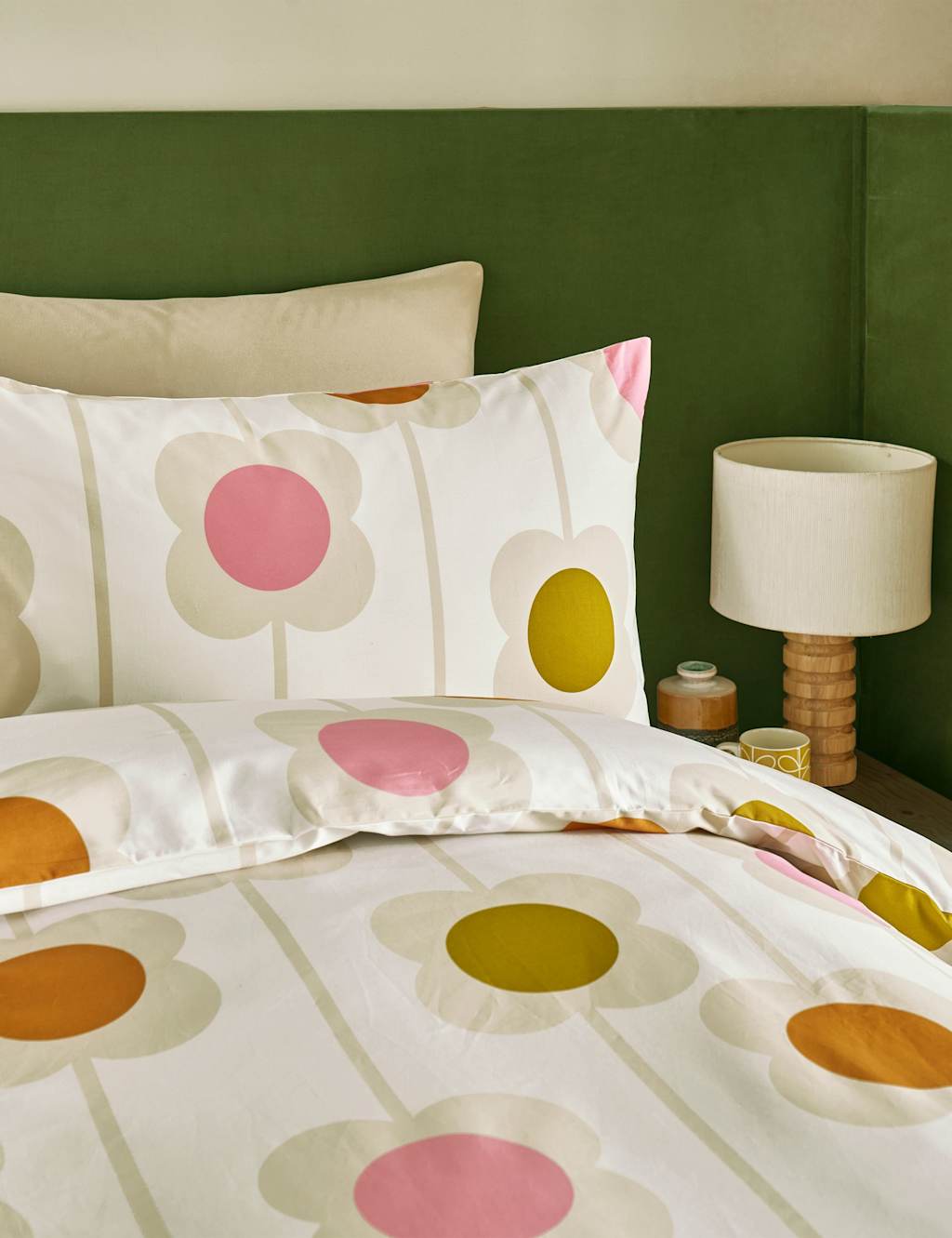 Orla Kiely 2 Pack Pure Cotton Abacus Flower Pillowcases White Mix