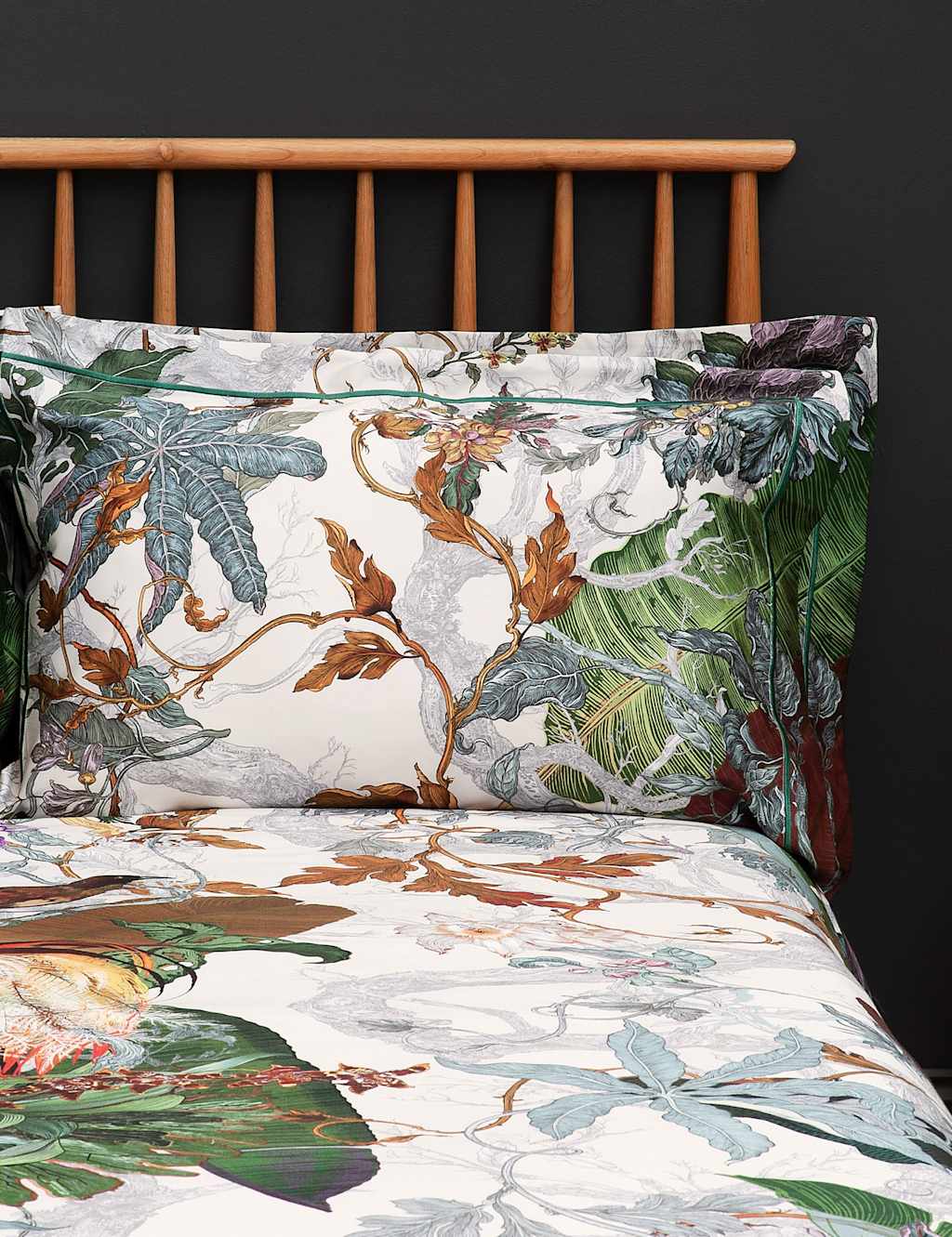 Timorous Beasties 2 Pack Pure Cotton Sateen Papua Paradise Oxford Pillowcases Green Mix