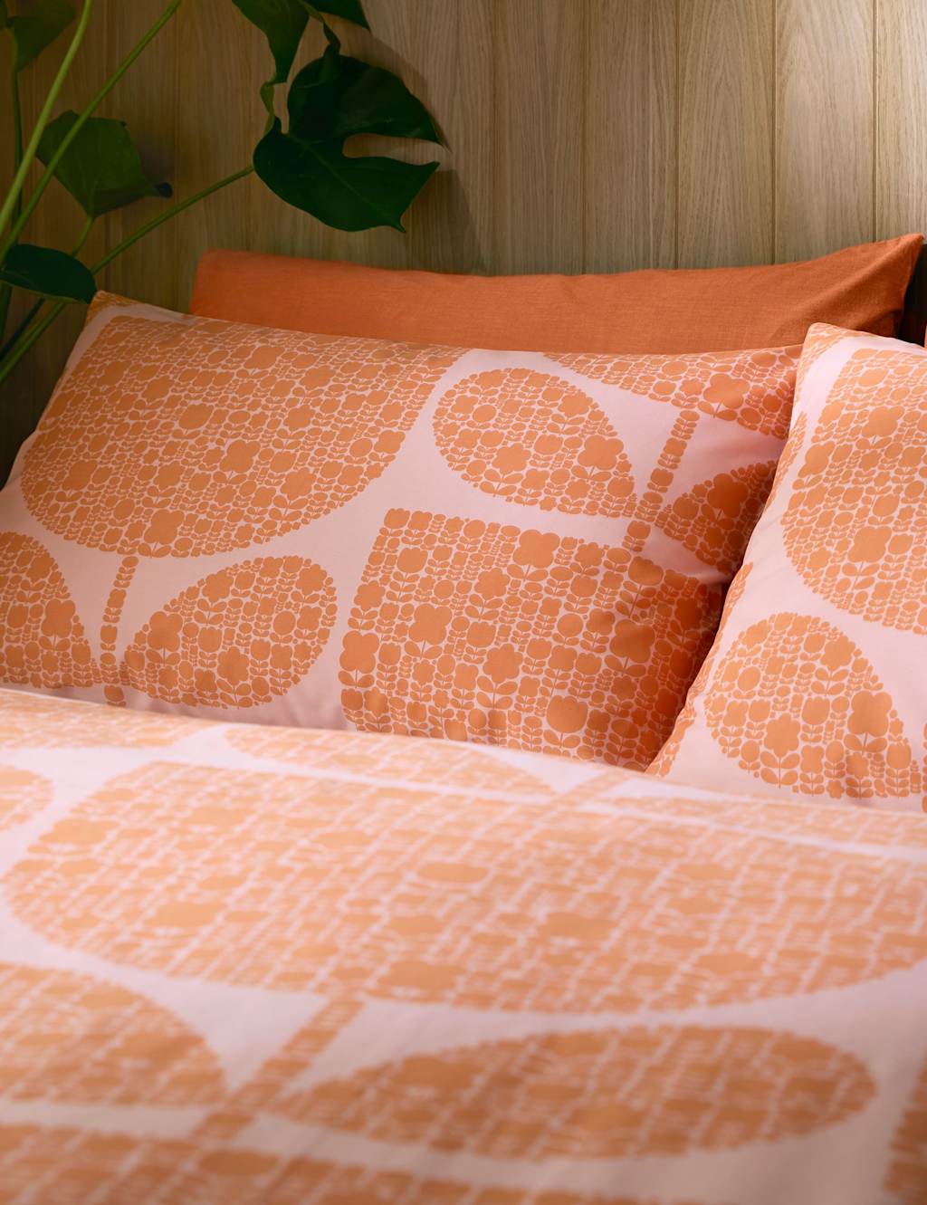 Orla Kiely 2 Pack Pure Cotton Block Garden Pillowcases - Orange - Available at M&S