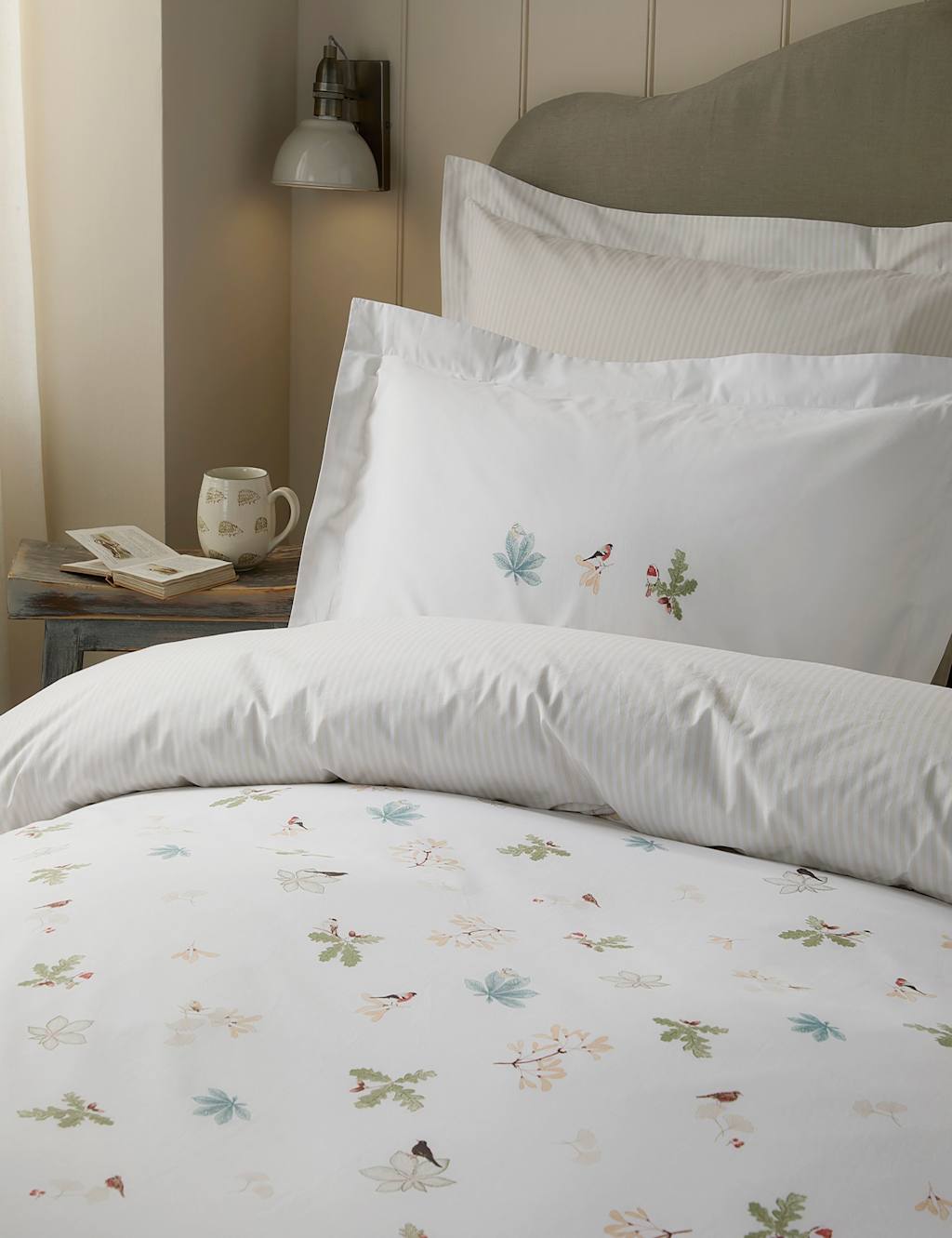 Sophie Allport 2 Pack Pure Cotton Orchard Birds Oxford Pillowcases - White Mix - Available at M&S