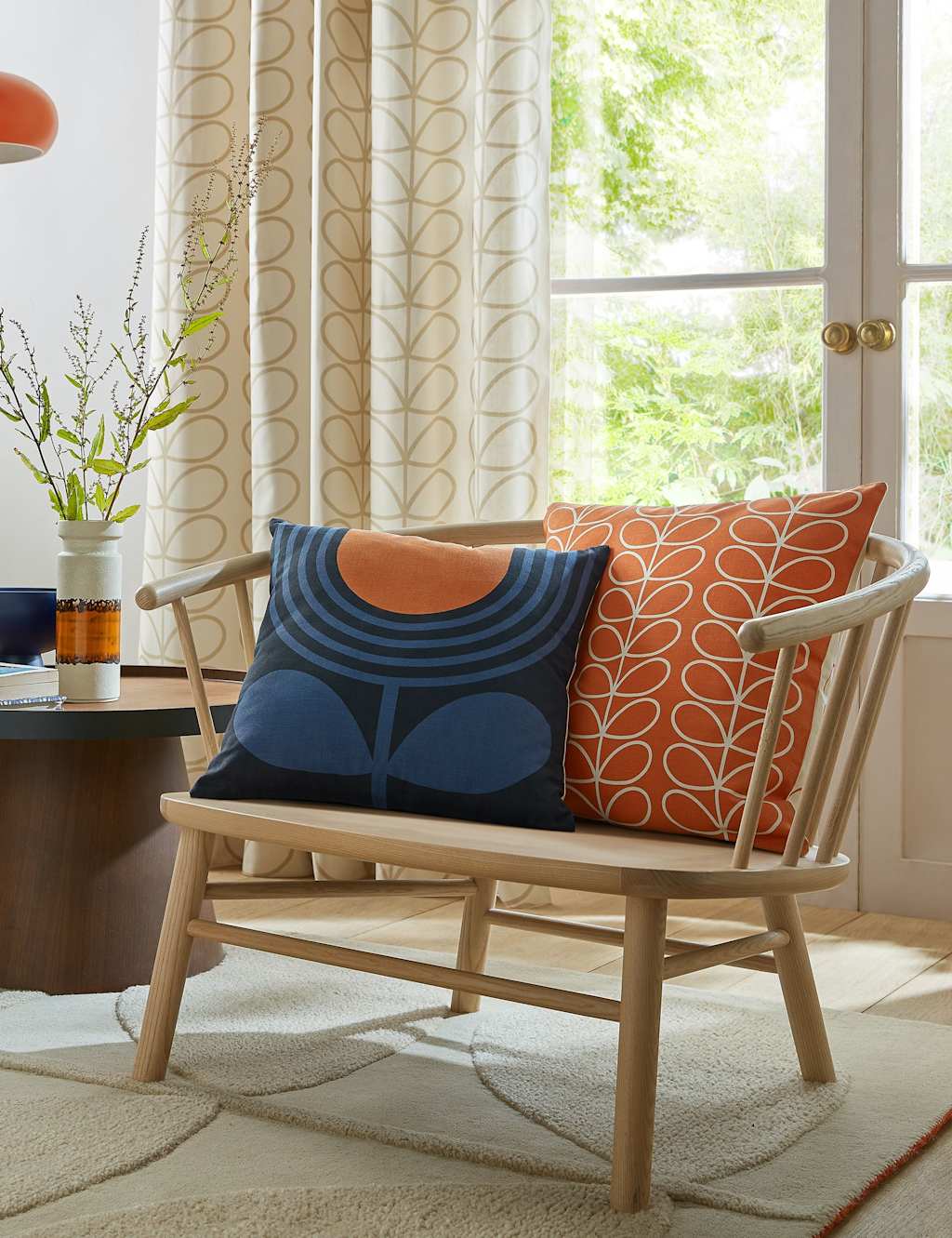 Orla Kiely Striped Tulip Pure Cotton Cushion Blue Mix