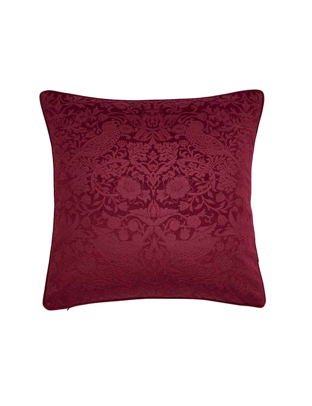 William Morris At Home Velvet Strawberry Thief Cushion - Available at M&S