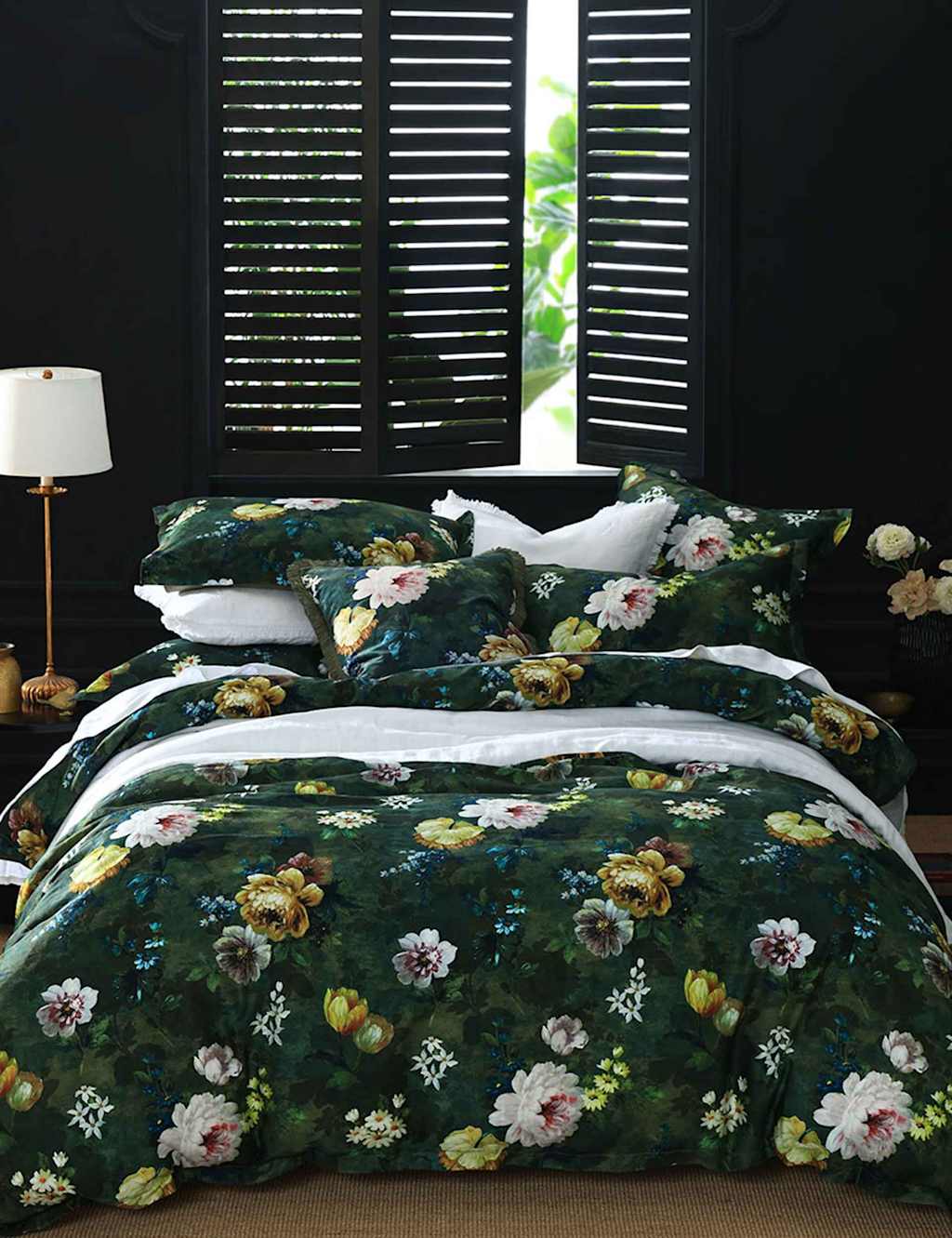 Mm Linen Pure Cotton Lorenza Reversible Bedding Set - Super King Size (6 ft) - Green Mix - Available at M&S