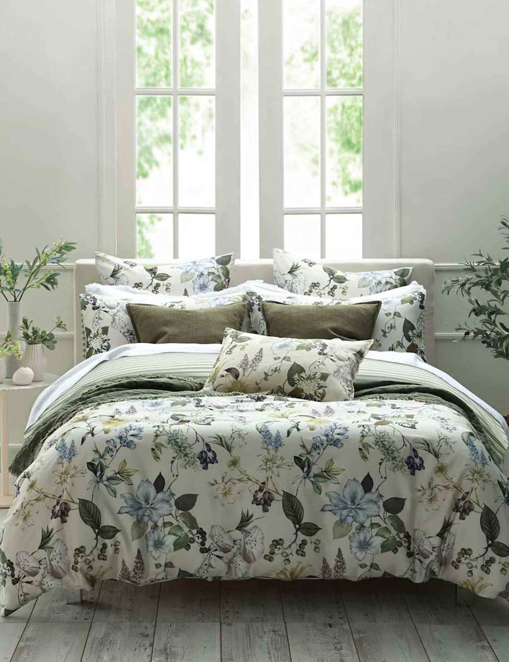 Mm Linen Pure Cotton Sanctuary Reversible Bedding Set - Super King Size (6 ft) - Ivory Mix - Available at M&S
