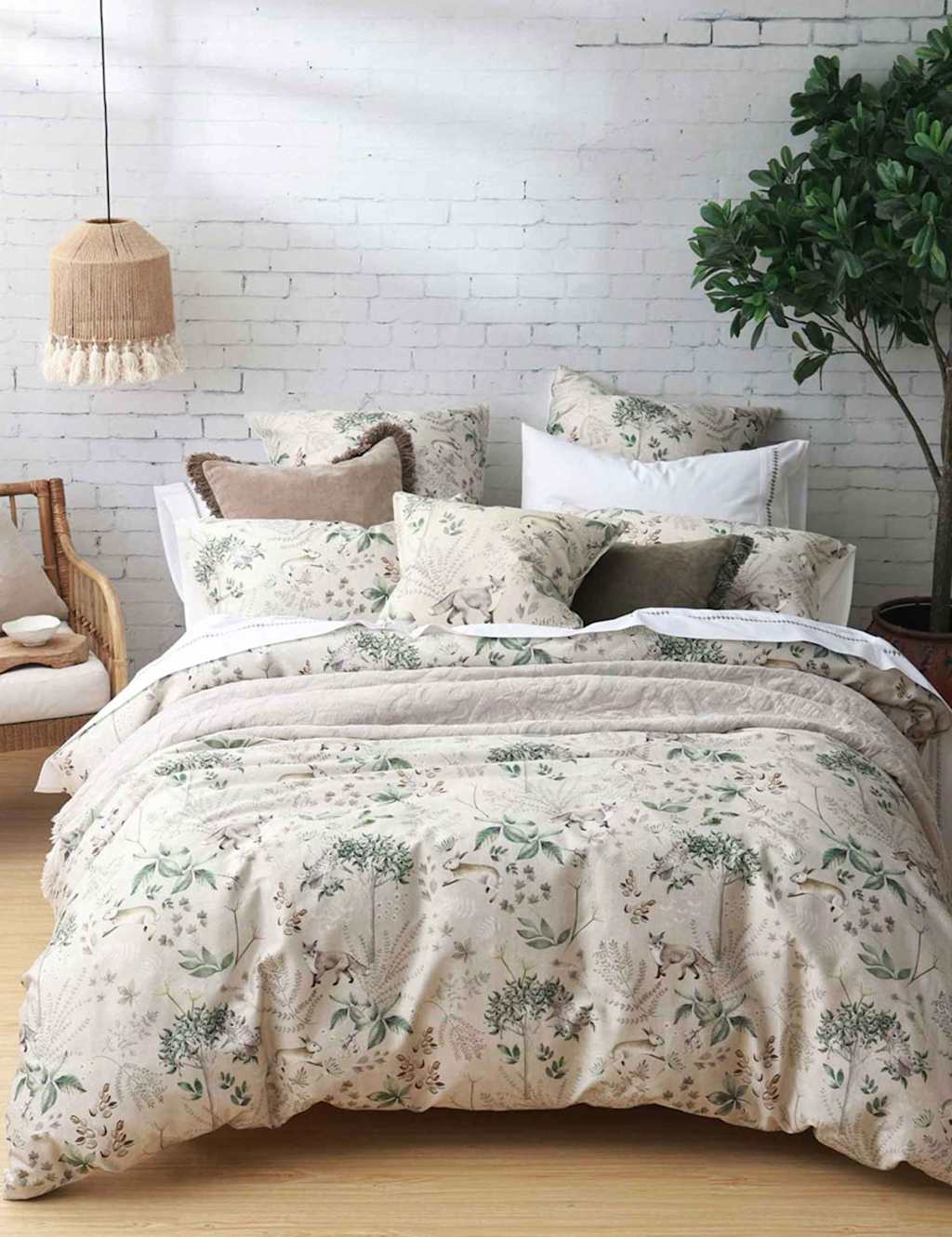 Mm Linen Pure Cotton Briar Natural Bedding Set - Double (4 ft 6) - Ivory Mix - Available at M&S