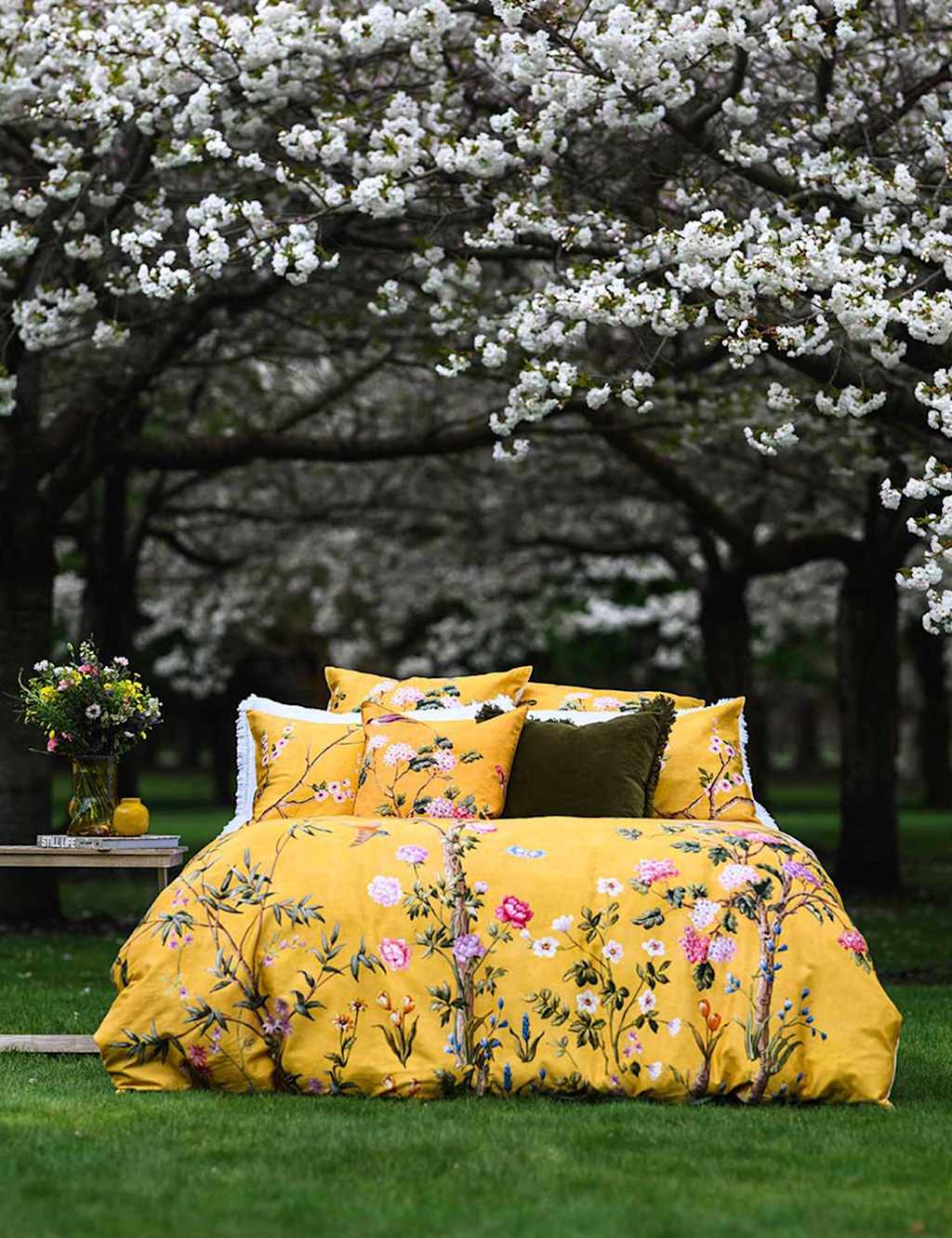Mm Linen Pure Cotton Yuki Bedding Set - Super King Size (6 ft) - Yellow Mix - Available at M&S