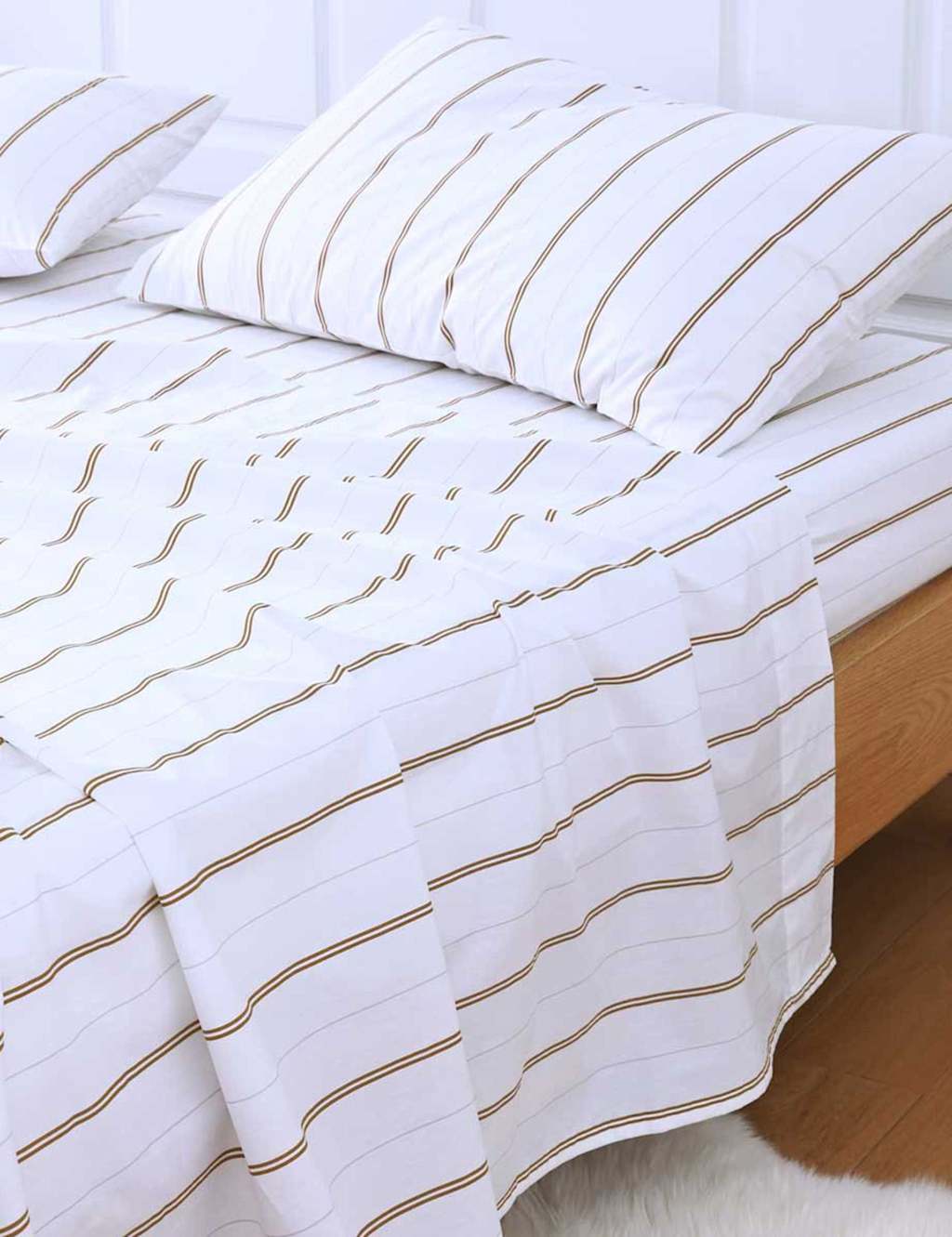Mm Linen Pure Cotton 200 Thread Count Fitted Sheet - Double (4 ft 6) - White Mix - Available at M&S