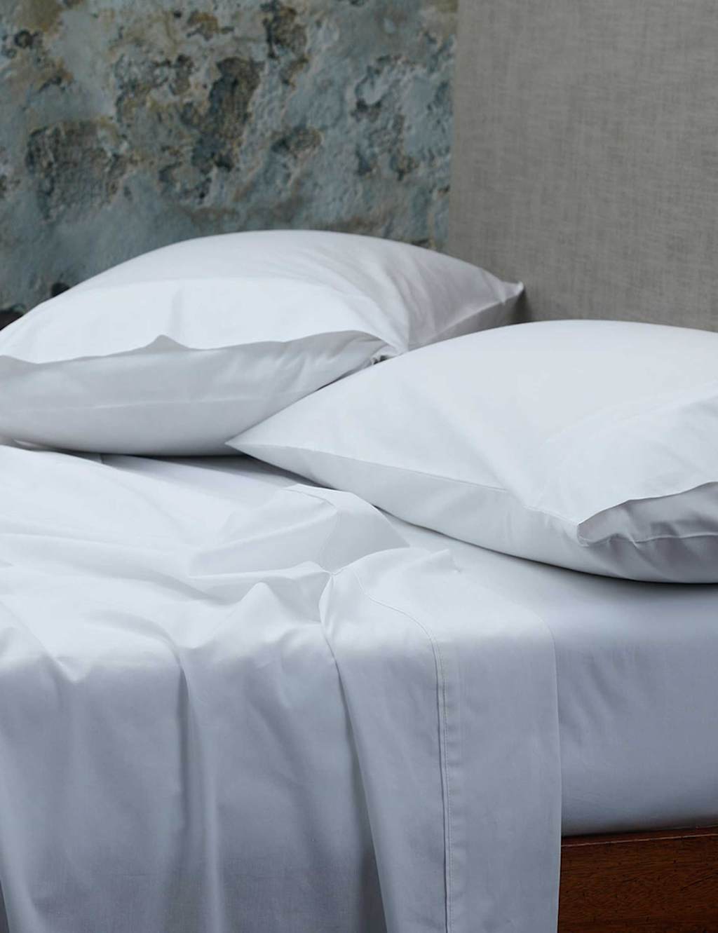 Mm Linen Pure Cotton 200 Thread Count Fitted Sheet & Pillowcase Set - Super King Size (6 ft) - White - Available at M&S