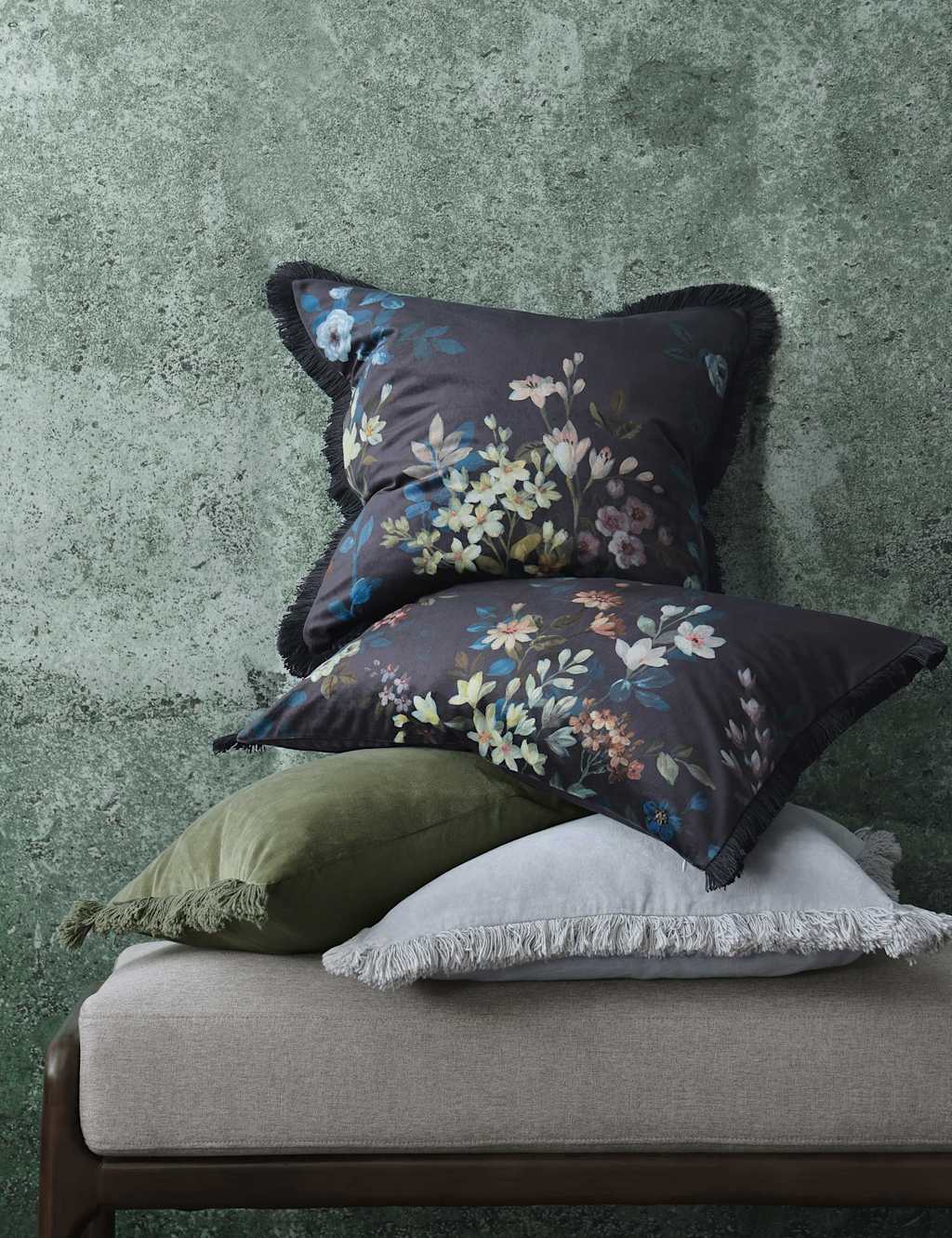 Mm Linen Velvet Ciana Cushion - Purple Mix - Available at M&S