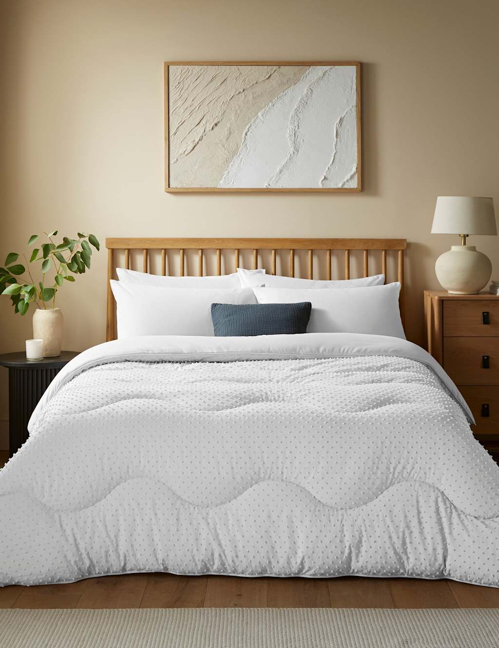 Night Lark Tufted Dots 10.5 Tog Coverless Duvet Set White