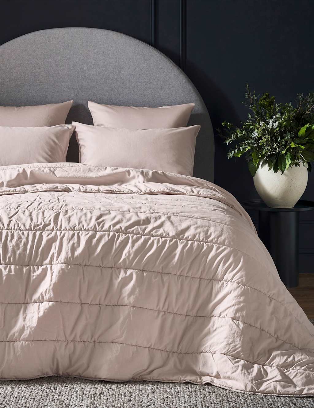 Bedfolk Pure Cotton Quilted Throw - Double (4 ft 6) - Soft Pink - Available at M&S