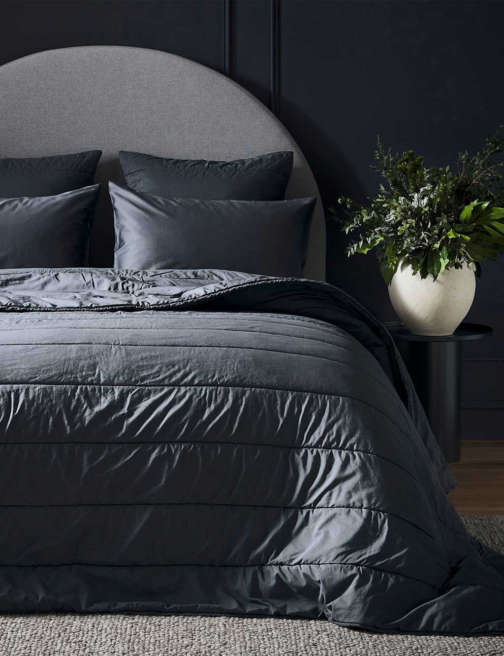 Bedfolk Pure Cotton Quilted Throw - Double (4 ft 6) - Navy - Available at M&S