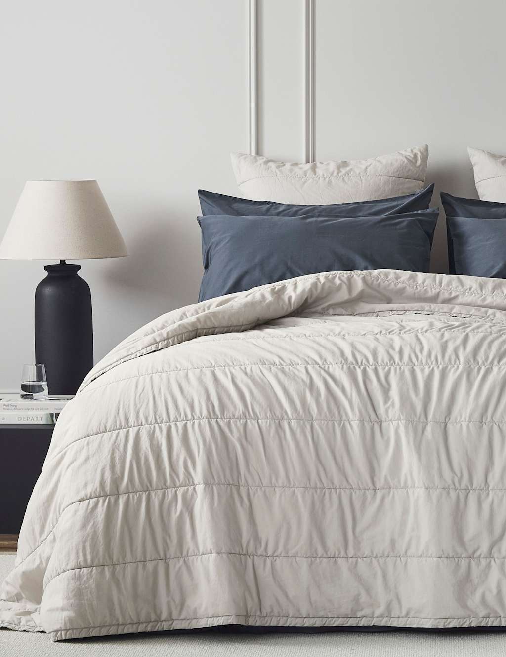 Bedfolk Pure Cotton Quilted Throw - Super King Size (6 ft) - Beige - Available at M&S