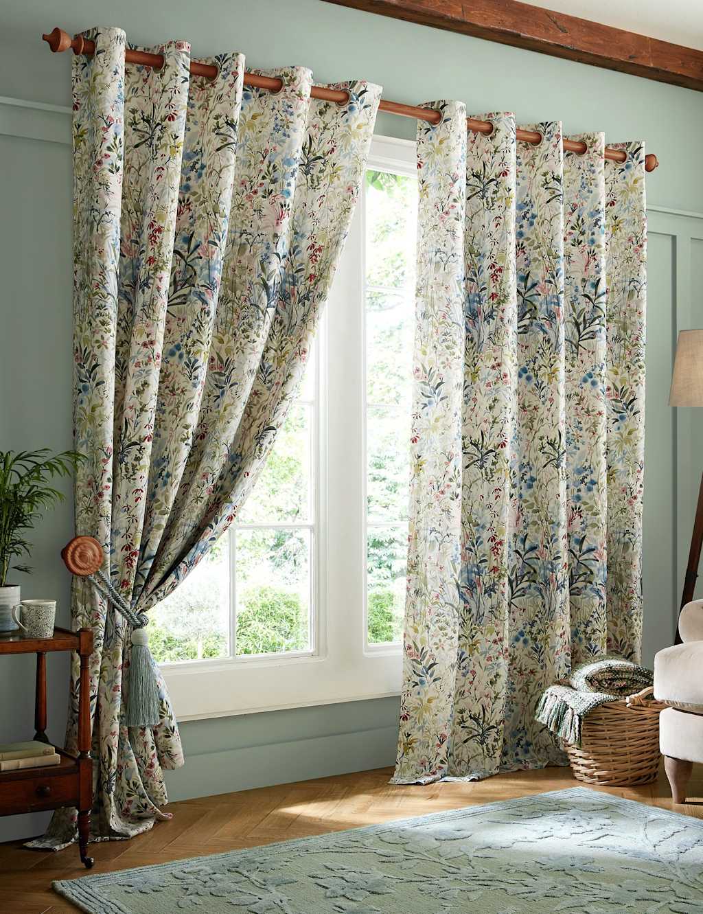 Laura Ashley Pointon Eyelet Curtains Multi