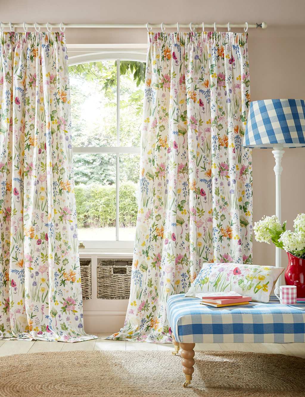 Bluebellgray Isolation Garden Cotton Rich Pencil Pleat Curtains - W168cm, Drop 183cm - Multi - Available at M&S