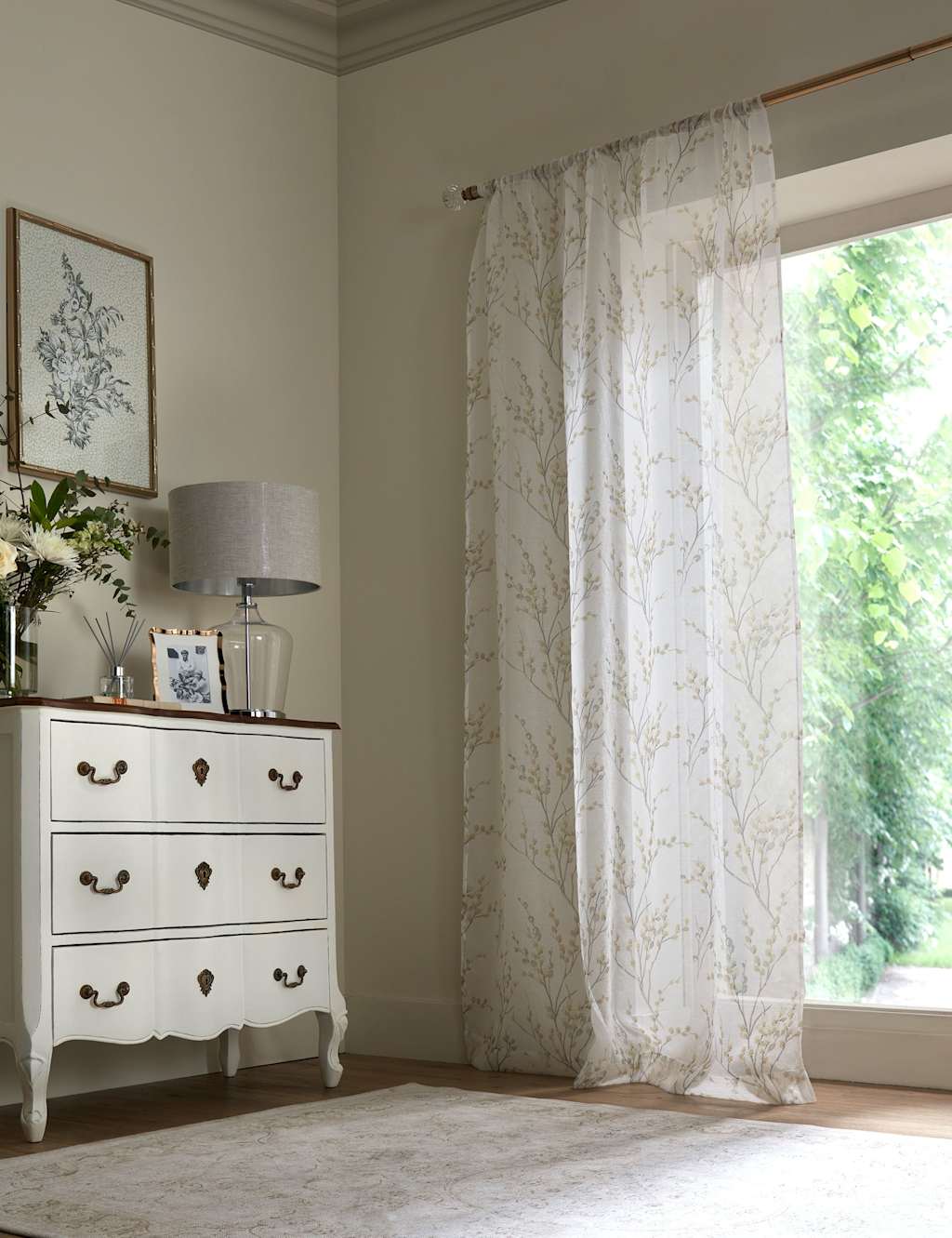 Laura Ashley Pussy Willow Sheer Voile Panel Curtain Light Grey