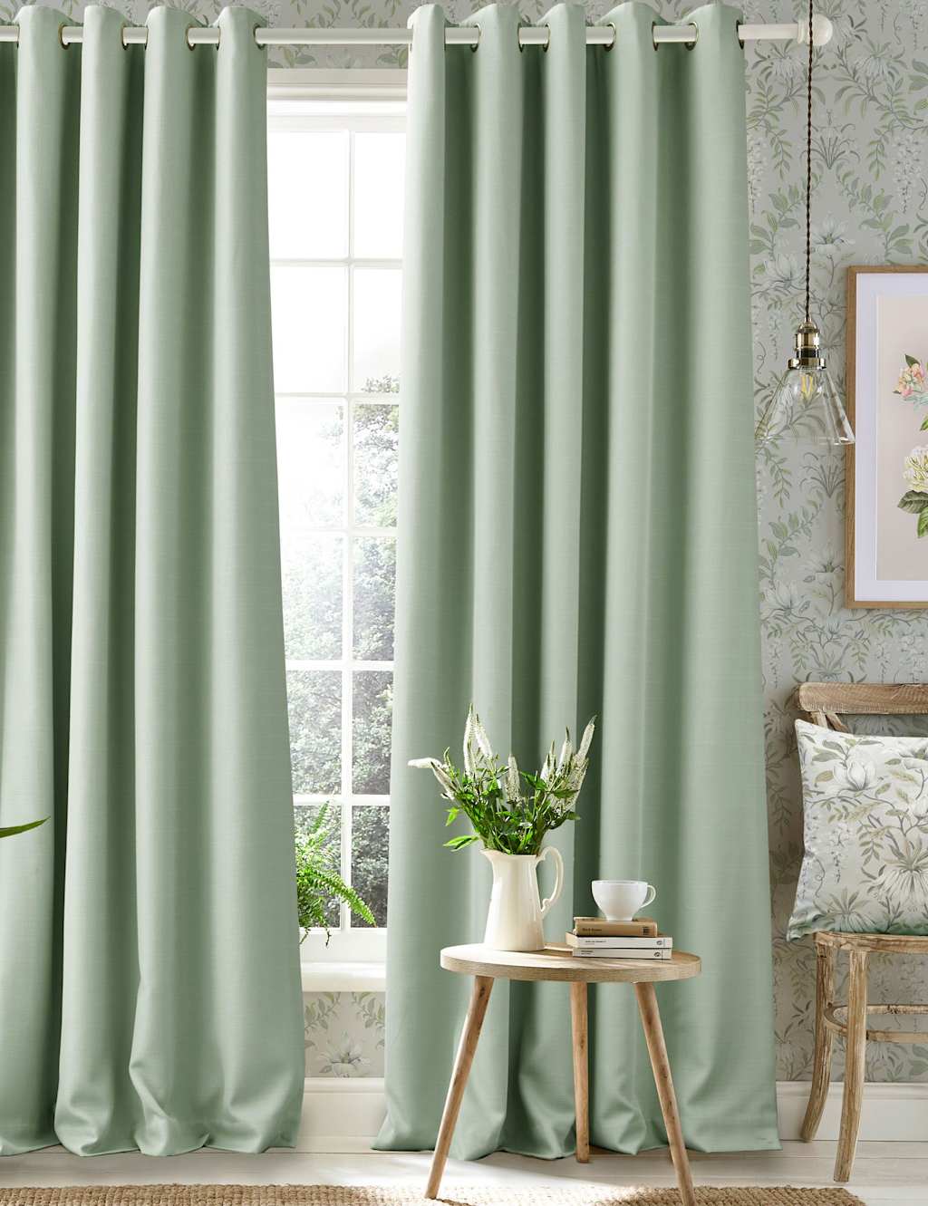 Laura Ashley Stephanie Eyelet Blackout Curtains Light Green