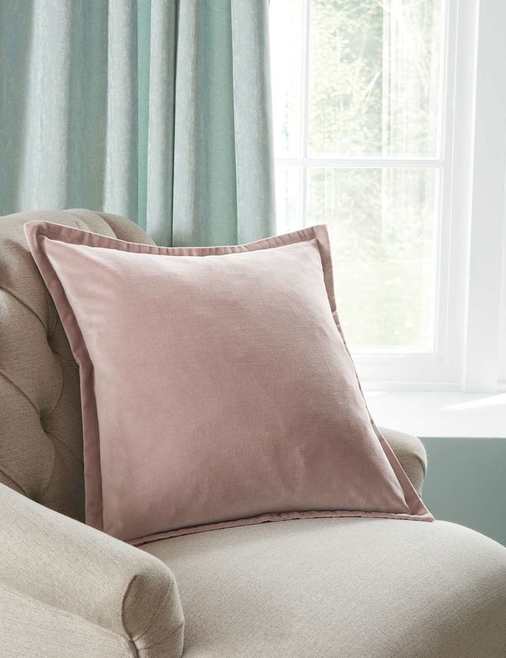 Laura Ashley Pure Cotton Hanya Cushion - Light Pink - Available at M&S