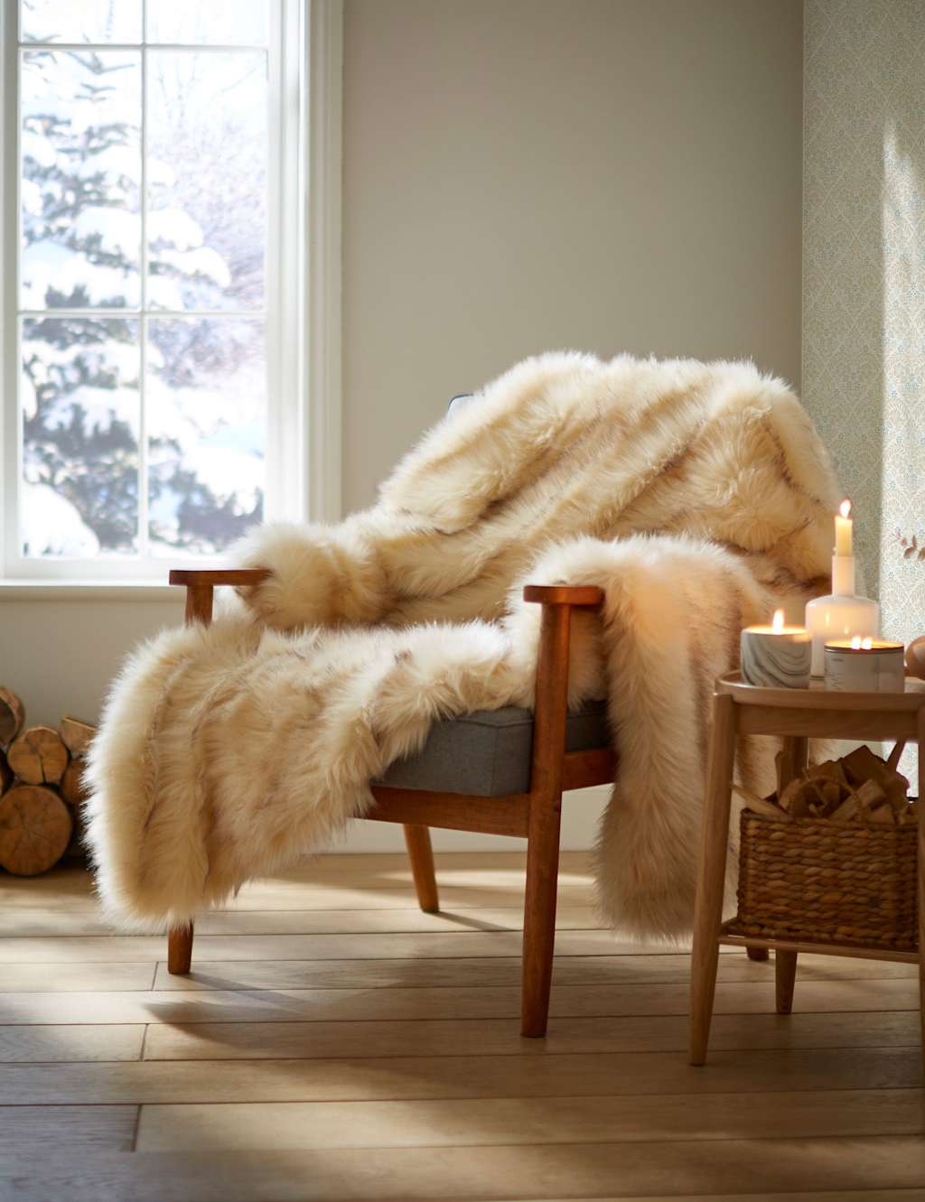 Laura Ashley Oversized Throw - Wider Width - Cream - Available at M&S