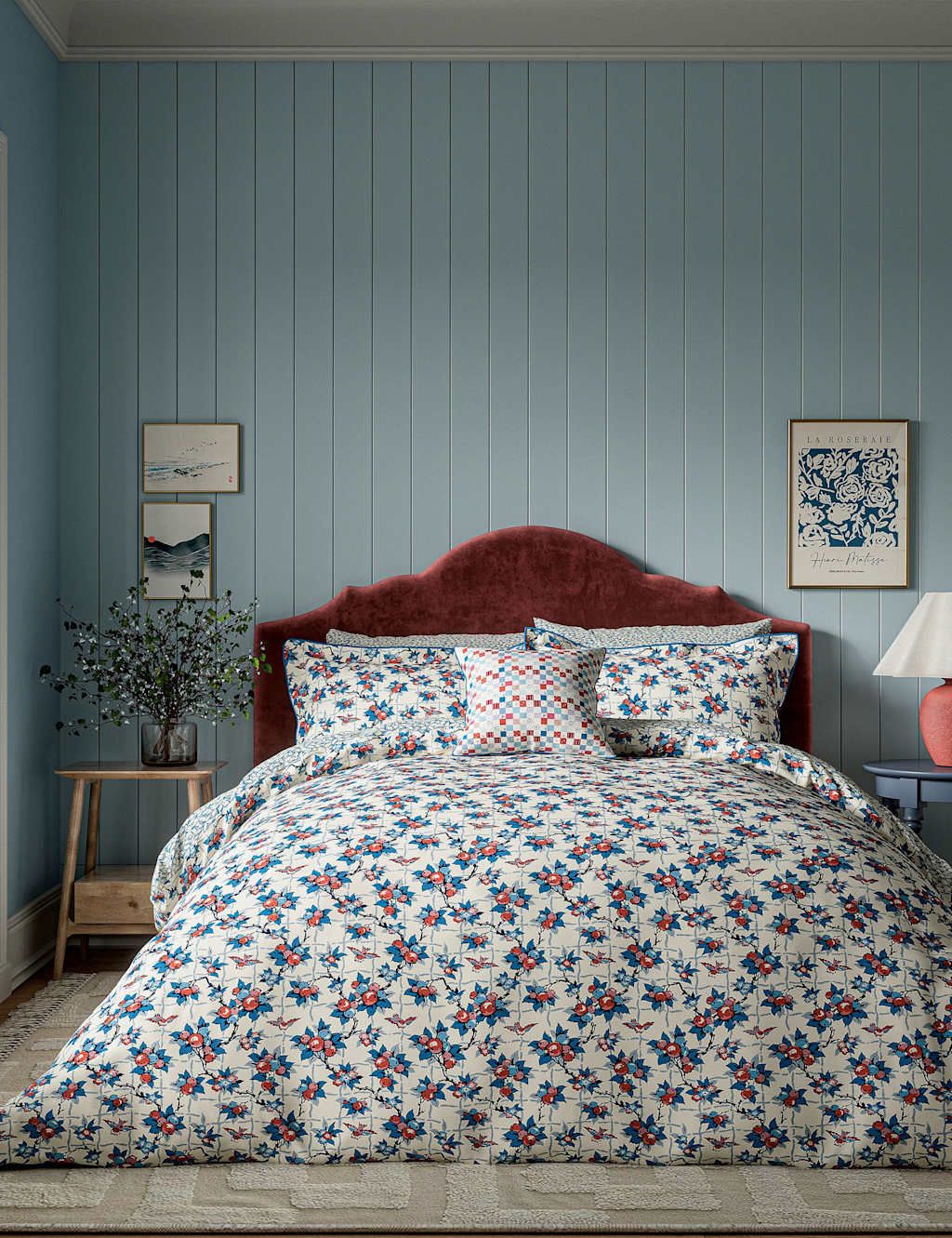 Land & Shore Pure Cotton Berry Grove Bedding Set - Double (4 ft 6) - Multi - Available at M&S