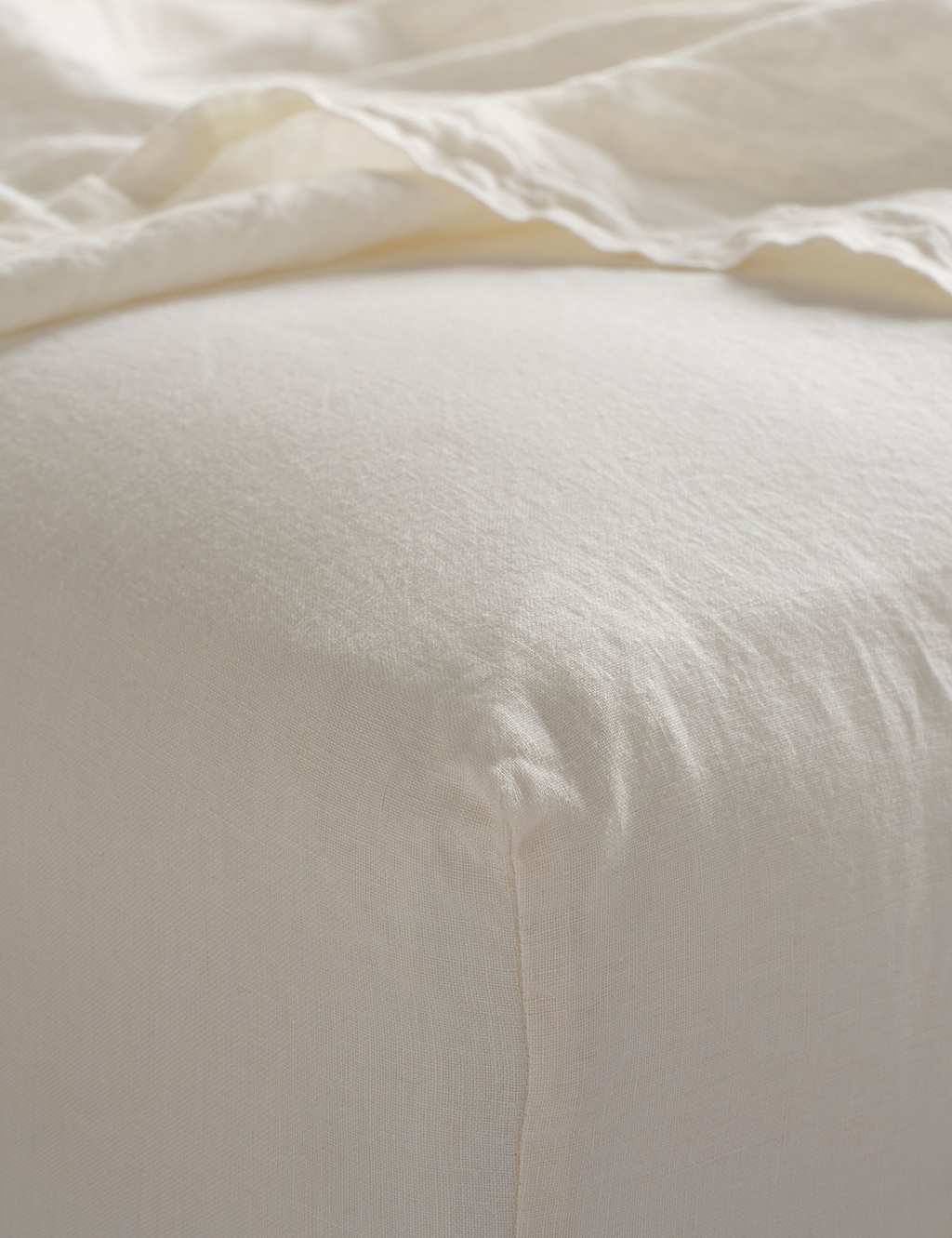 Bedfolk Pure Linen Washed Fitted Sheet - Single (3 ft) - Soft White - Available at M&S