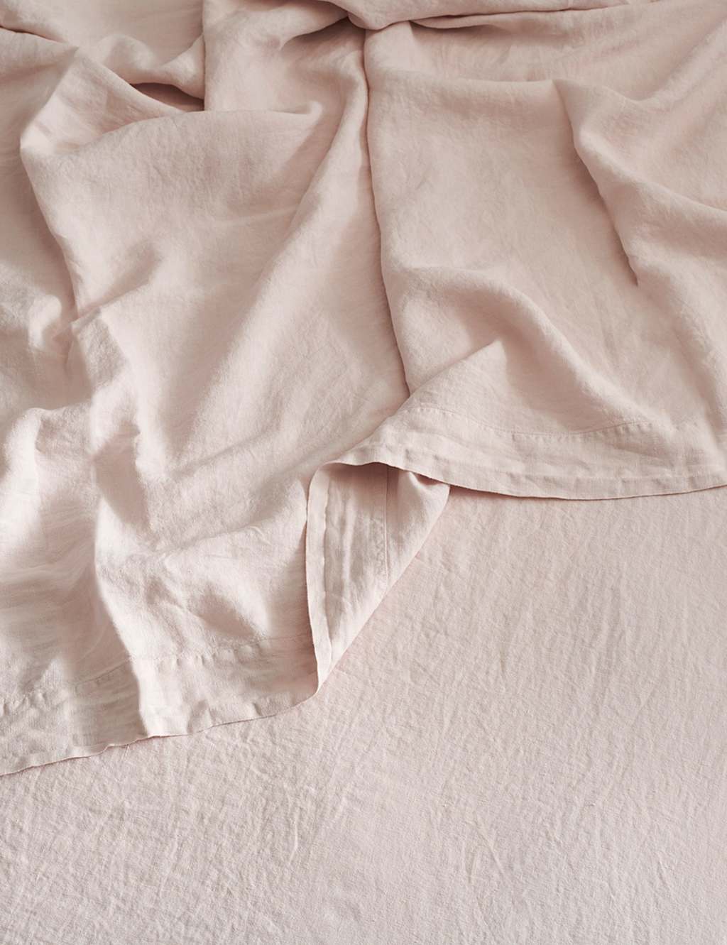 Bedfolk Pure Linen Washed Flat Sheet Soft Pink