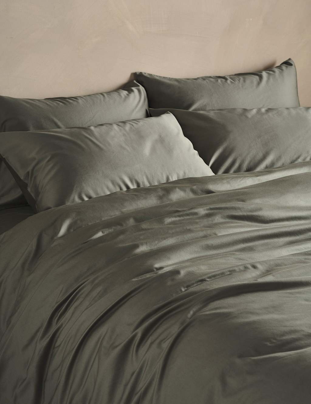 Bedfolk Pure Cotton Sateen Fitted Sheet - Super King Size (6 ft) - Khaki - Available at M&S