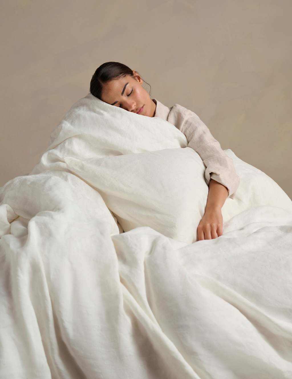 Bedfolk Pure Linen Washed Duvet Cover - Single (3 ft) - Soft White - Available at M&S