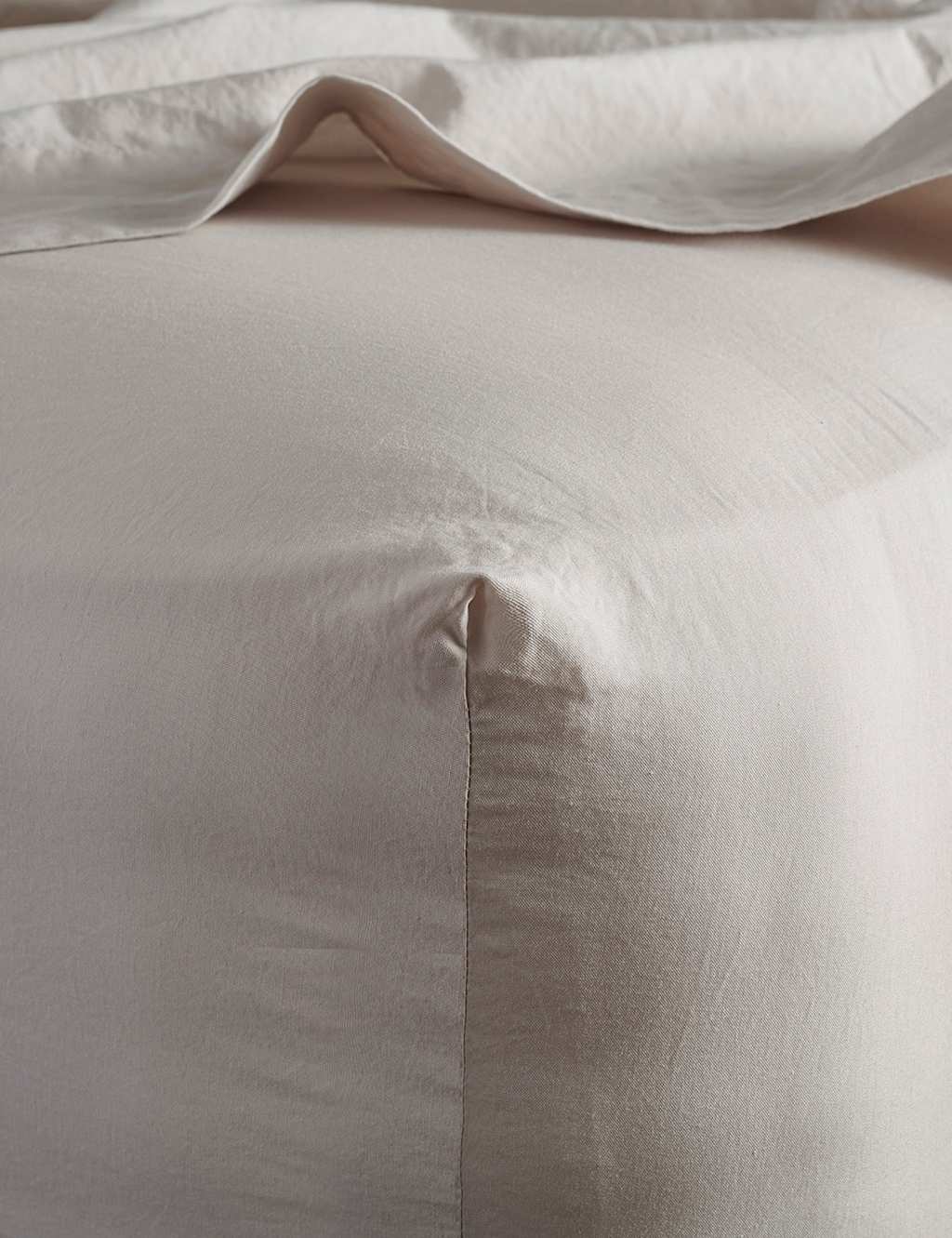 Bedfolk Pure Cotton 300 Thread Count Washed Deep Fitted Sheet - Emperor - Beige - Available at M&S
