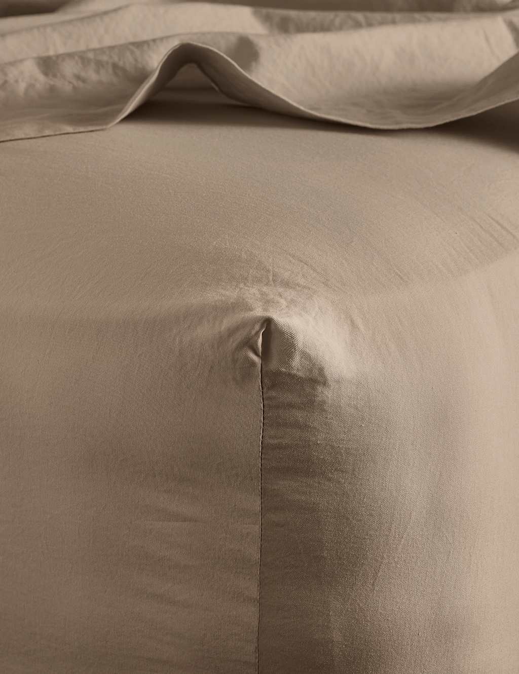 Bedfolk Pure Cotton 300 Thread Count Washed Deep Fitted Sheet - Emperor - Light Brown - Available at M&S