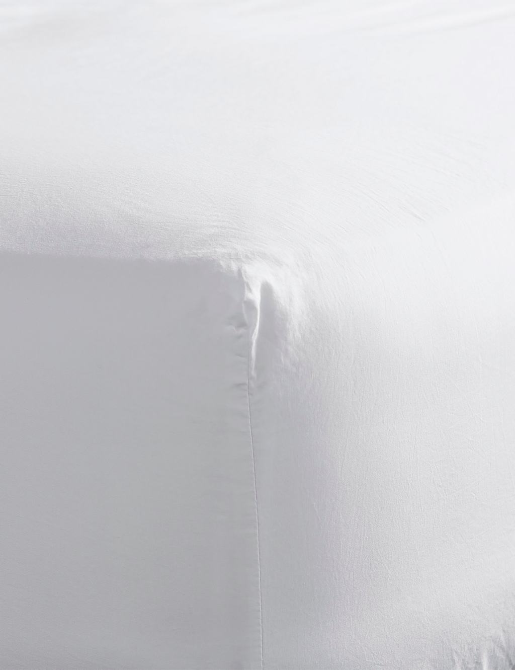 Bedfolk Pure Cotton 300 Thread Count Washed Deep Fitted Sheet - Single (3 ft) - White - Available at M&S