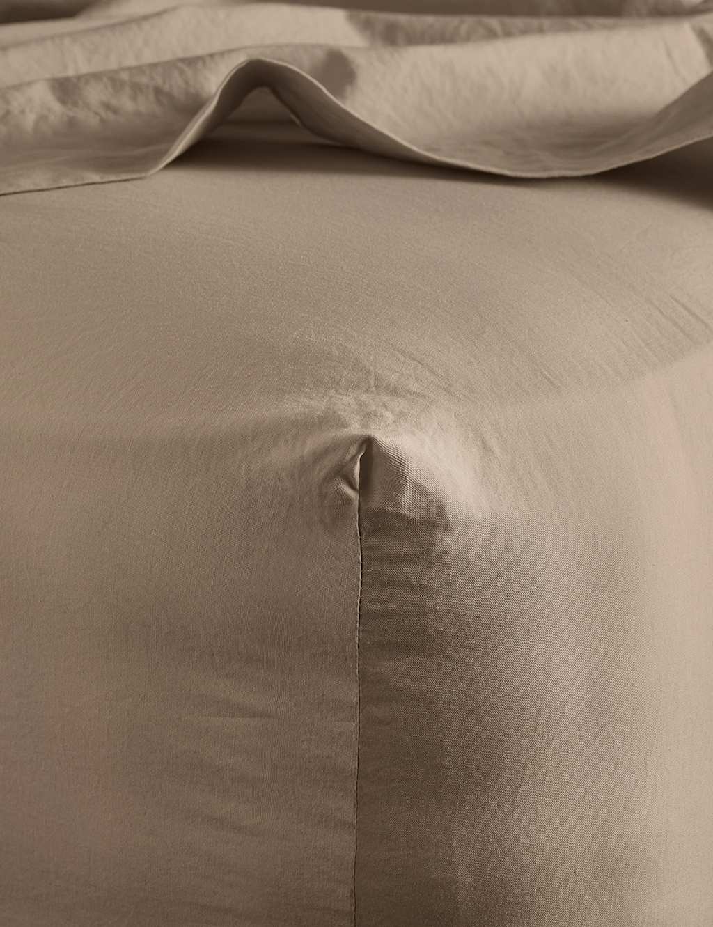 Bedfolk Pure Cotton Washed Fitted Sheet - Super King Size (6 ft) - Light Brown - Available at M&S
