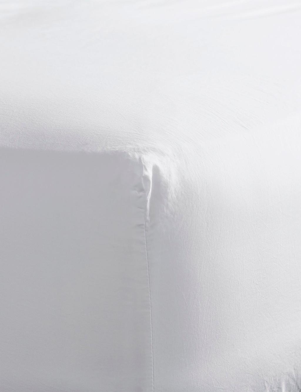 Bedfolk Pure Cotton Washed Fitted Sheet White
