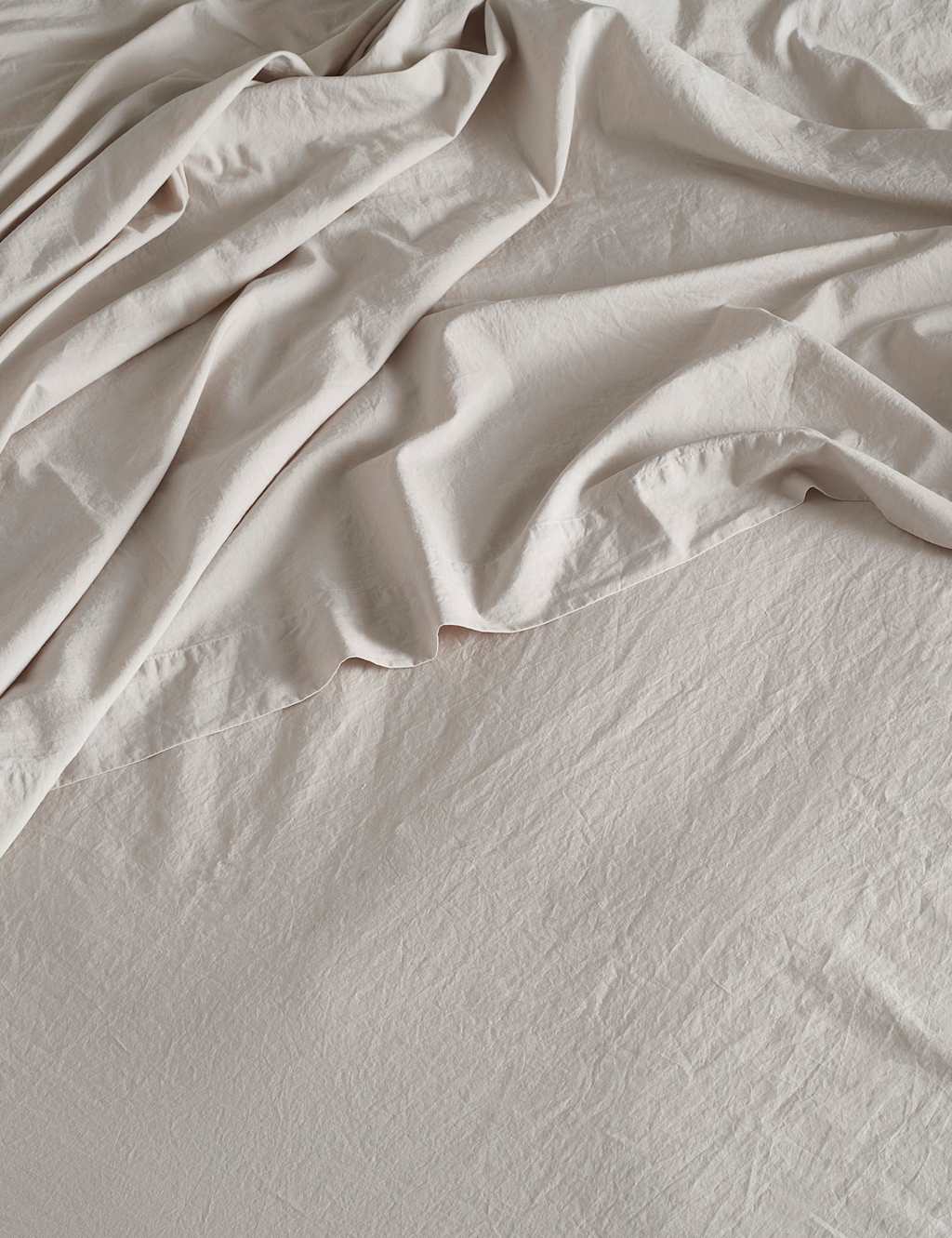 Bedfolk Washed Cotton 300 Thread Count Flat Sheet Beige